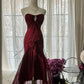 Burgundy Vintage Elegant Exquisite Gem Beaded Long Chiffon Evening Gown Sleeveless Ball Gown Birthday/Wedding Guest Party Dress gh4101