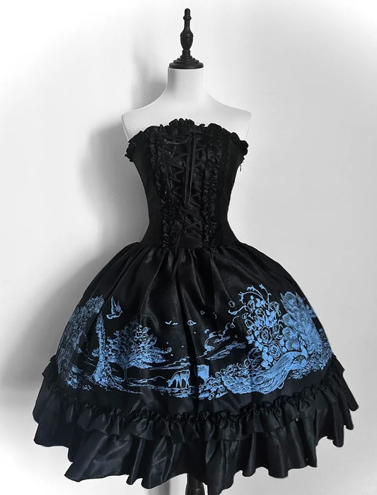 Girlhomeshops-Black princess fashion short chiffon homecoming dress birthday party dress gh5418