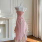 Pink Lace Vintage Flowy long/Short Homecoming Dress Chiffon Ball Gown Birthday Party Dress gh4406