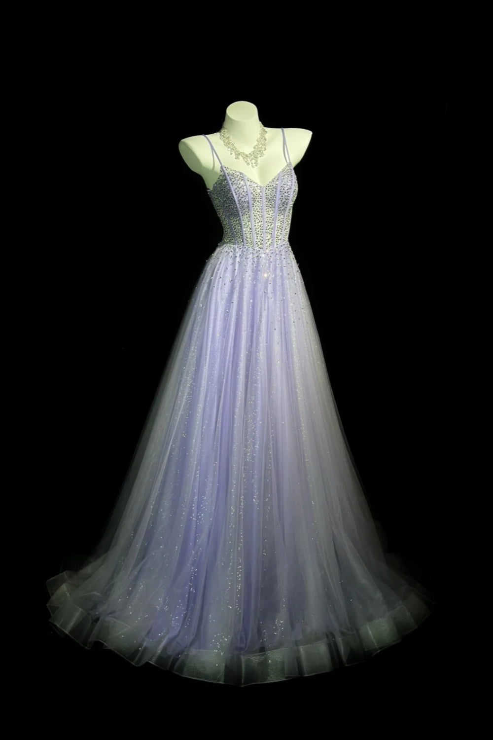 girlhomeshops-Wunderschönes, glänzendes, lavendelfarbenes Strass-Ballkleid, Abschlusskleid, Geburtstagskleid, gh5846