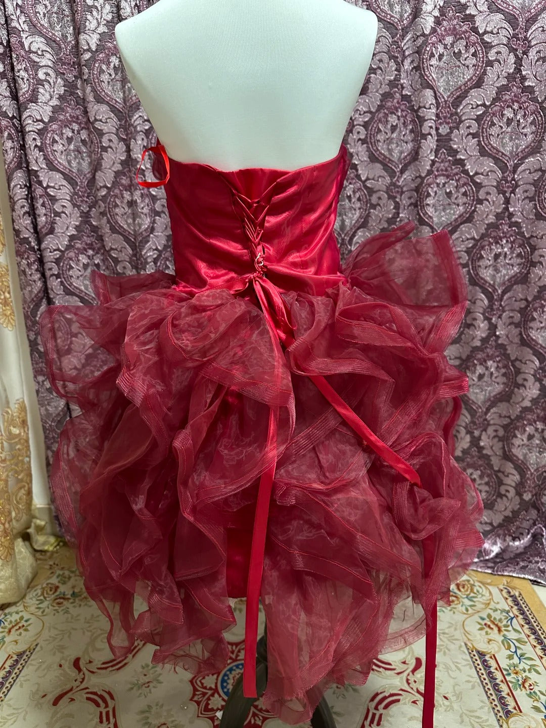 Burgundy Princess Tulle Short Homecoming Dress Prom Dress gh4644