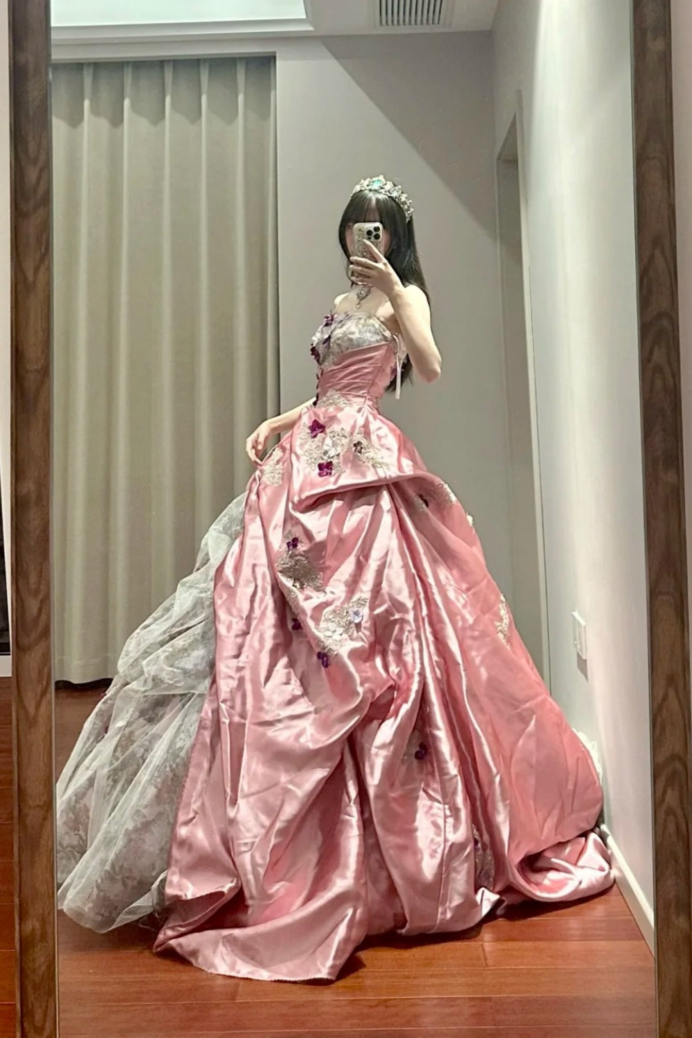 Robe de bal longue de princesse rose gh6659
