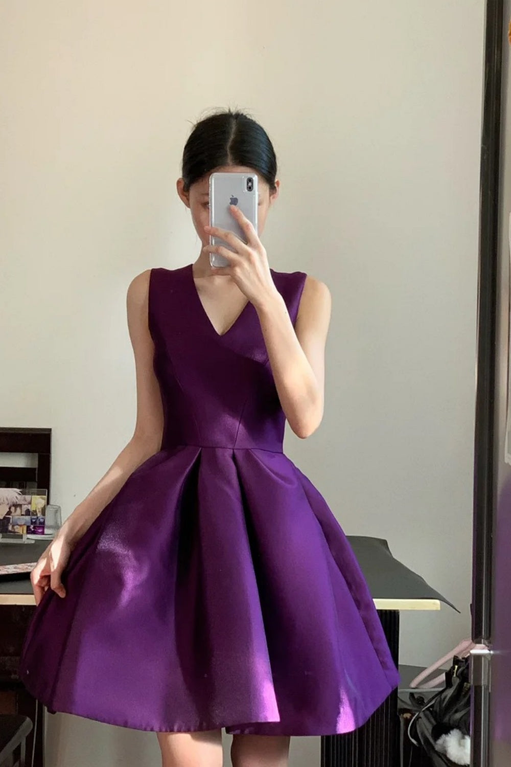 Robe de soirée courte en satin gh6640