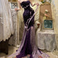 Purple Vintage Elegant Unique Long Floral Satin Prom Dress Evening Dress Graduation Dress gh4256
