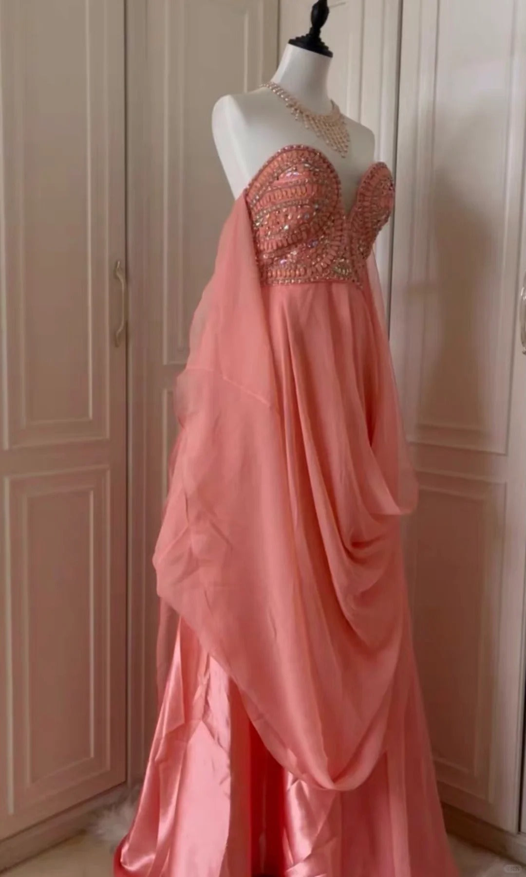 ✨Rosa Fantasy Griechische Göttin Langes Chiffon Ballkleid Abendkleid gh4269