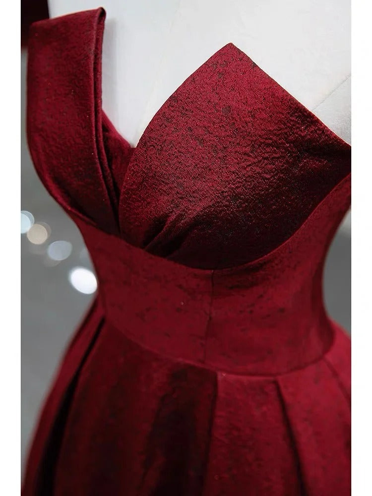 Robe de soirée longue en satin rouge, élégante et charmante, simple et élégante, longueur au sol, gh3725