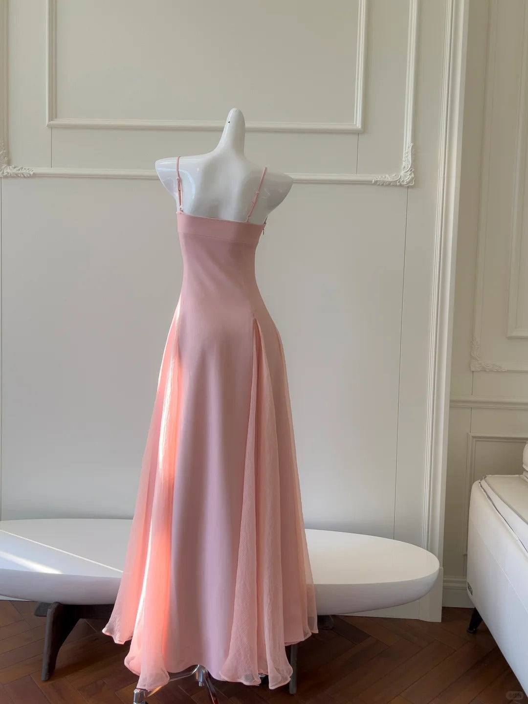 girlhomeshops--Pink spaghetti strap long dress gh5732