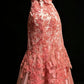 Rose lace long tulle evening gown gh6851