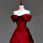 Girlhomeshops -Red bow long satin prom dress evening dress party dress gh5115
