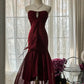 Burgundy Vintage Elegant Exquisite Gem Beaded Long Chiffon Evening Gown Sleeveless Ball Gown Birthday/Wedding Guest Party Dress gh4101