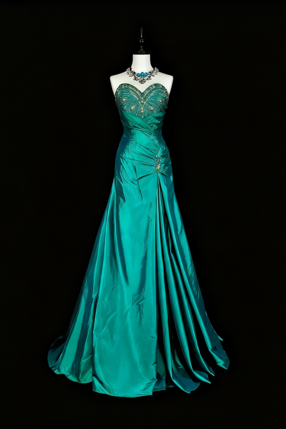 girlhomeshops-Beaded dress, green dress, formal evening gown, long dress gh6141