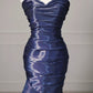 Blue Elegant Satin Long Mermaid Fit Floor Length Ball Gown Evening Dress gh4200