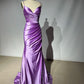 Robe de soirée longue en satin rose violet, simple et élégante, décolleté en cœur, bretelles spaghetti, longueur au sol, gh4136