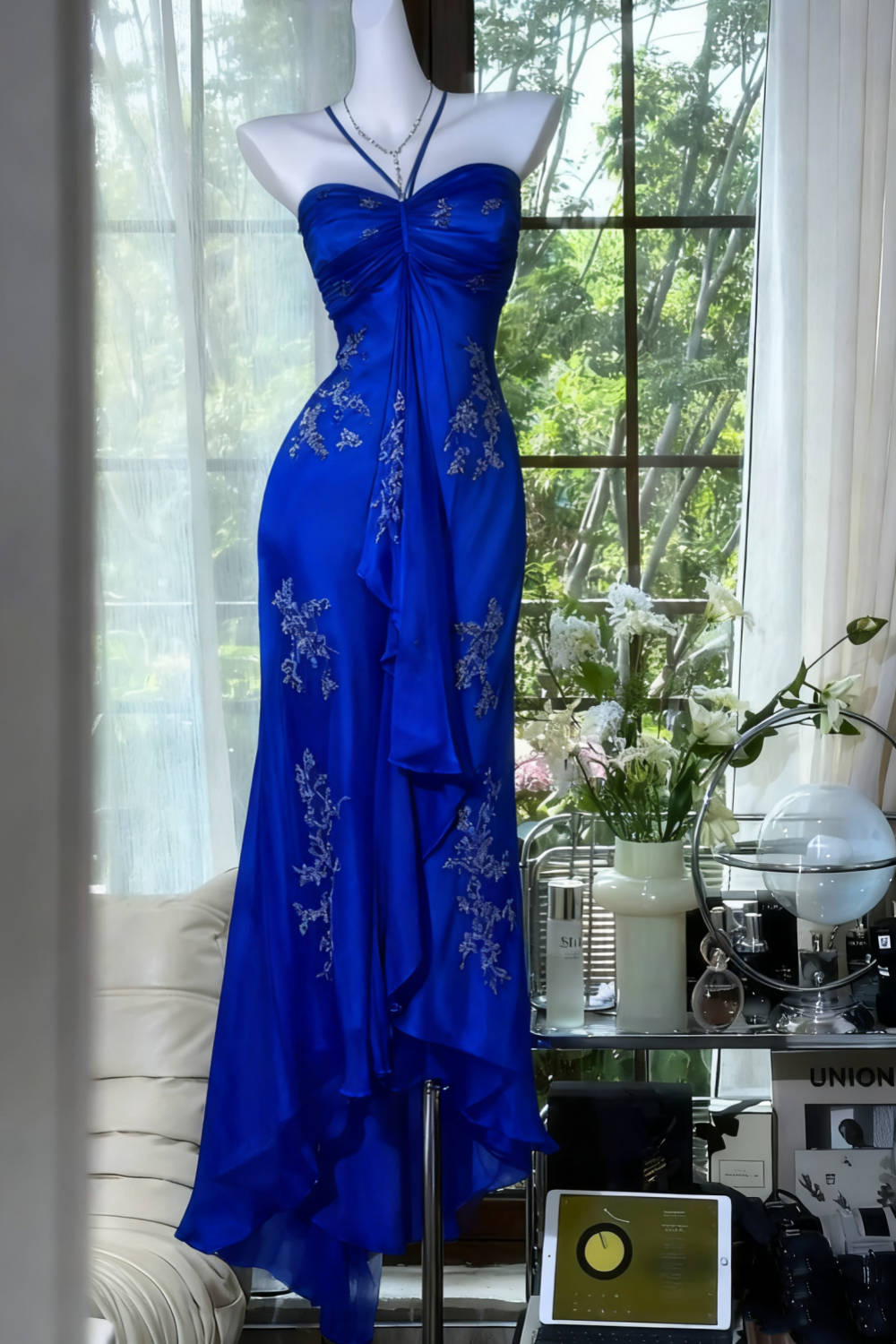 ✨Girlhomeshops-Green beaded exquisite gorgeous long chiffon Prom dress evening dress party dress gh4987