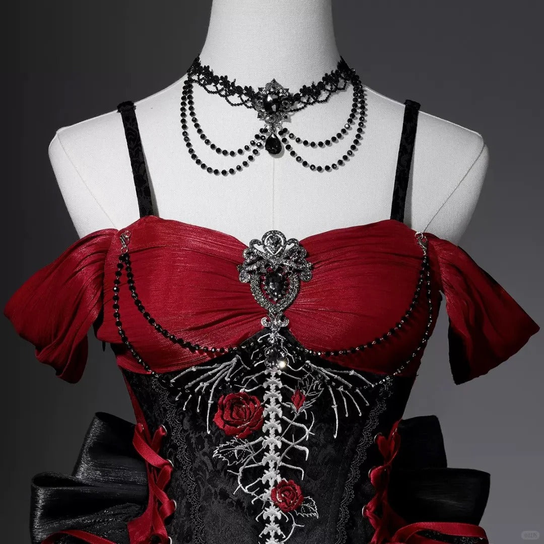 Girlhomeshops - Robe courte de soirée en tulle et dentelle perlée noire et rouge, robe d'anniversaire gh5347