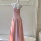 girlhomeshops - Robe de soirée longue minimaliste vert menthe/rose pastel à fines bretelles et coupe ajustée gh6098