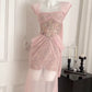 Pink Romantic Floral Short Homecoming Dress Party Dress gh4762