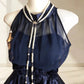 girlhomeshops--Navy blue satin retro halter neck elegant satin simple homecoming dress gh5699