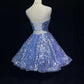 Blue Shiny Princess Sequin Short Fashion Homecoming Dress Prom Dress Evening Dress Elsa's Ice Party gh4367