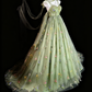 girlhomeshops-Green Delicate Floral Tulle Ball Gown gh6285