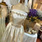 Girlhomeshops-Beige Beaded Long Vintage Elegant Satin Prom dress Evening Dress gh5043