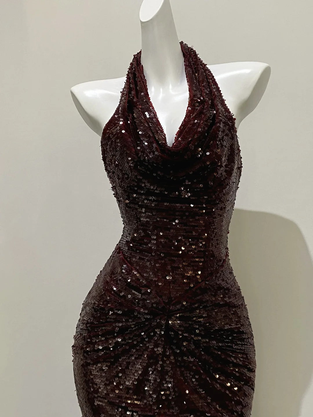 ✨Robe de soirée longue dos nu bordeaux avec jupe queue de poisson, robe de bal gh4332