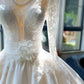 Girlhomeshops--💕White long-sleeved exquisite lace long tulle wedding dress gh5444