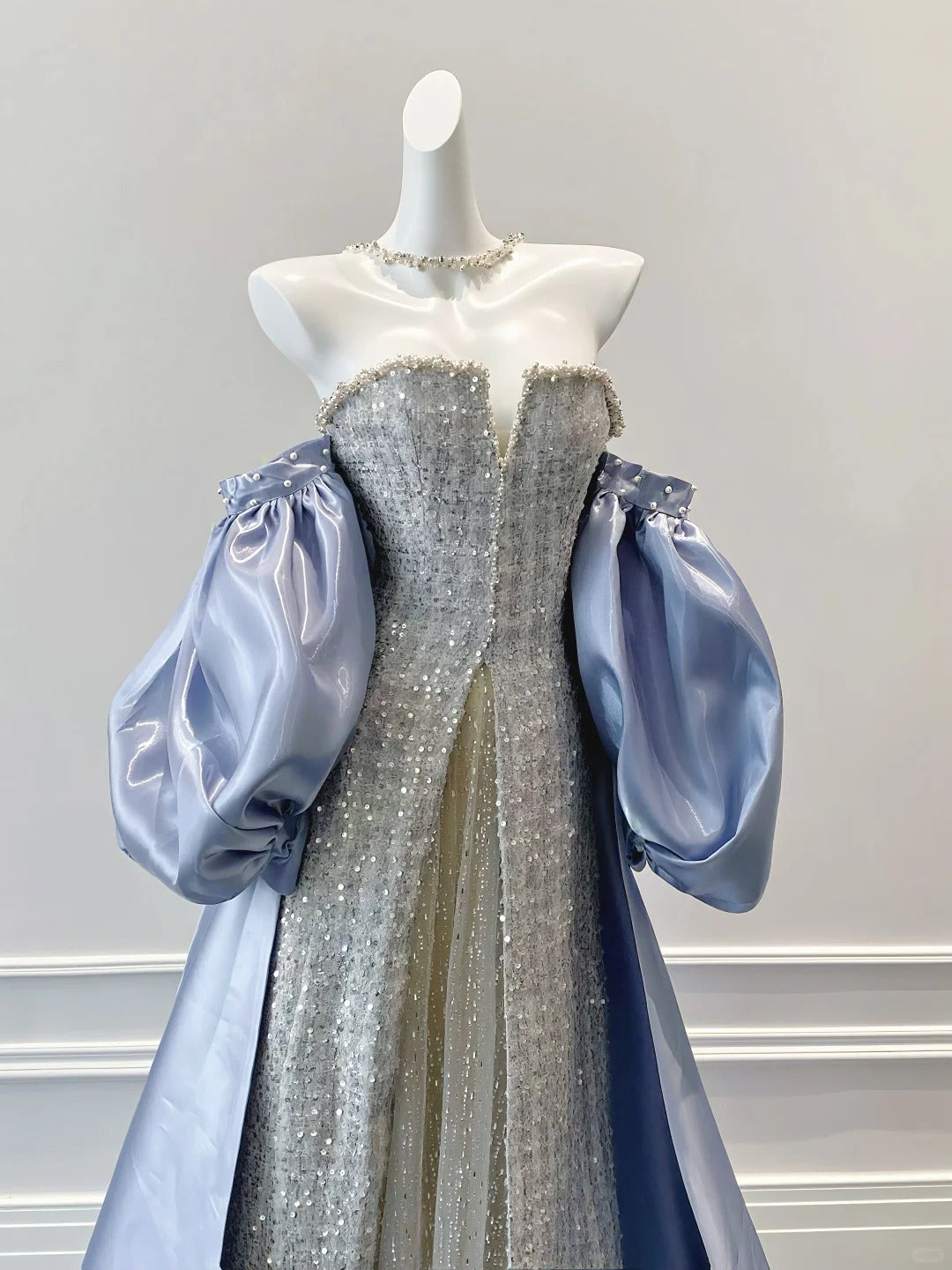 Belle robe bleue princesse haut de gamme fée fil robe de bal robe de soirée gh4329