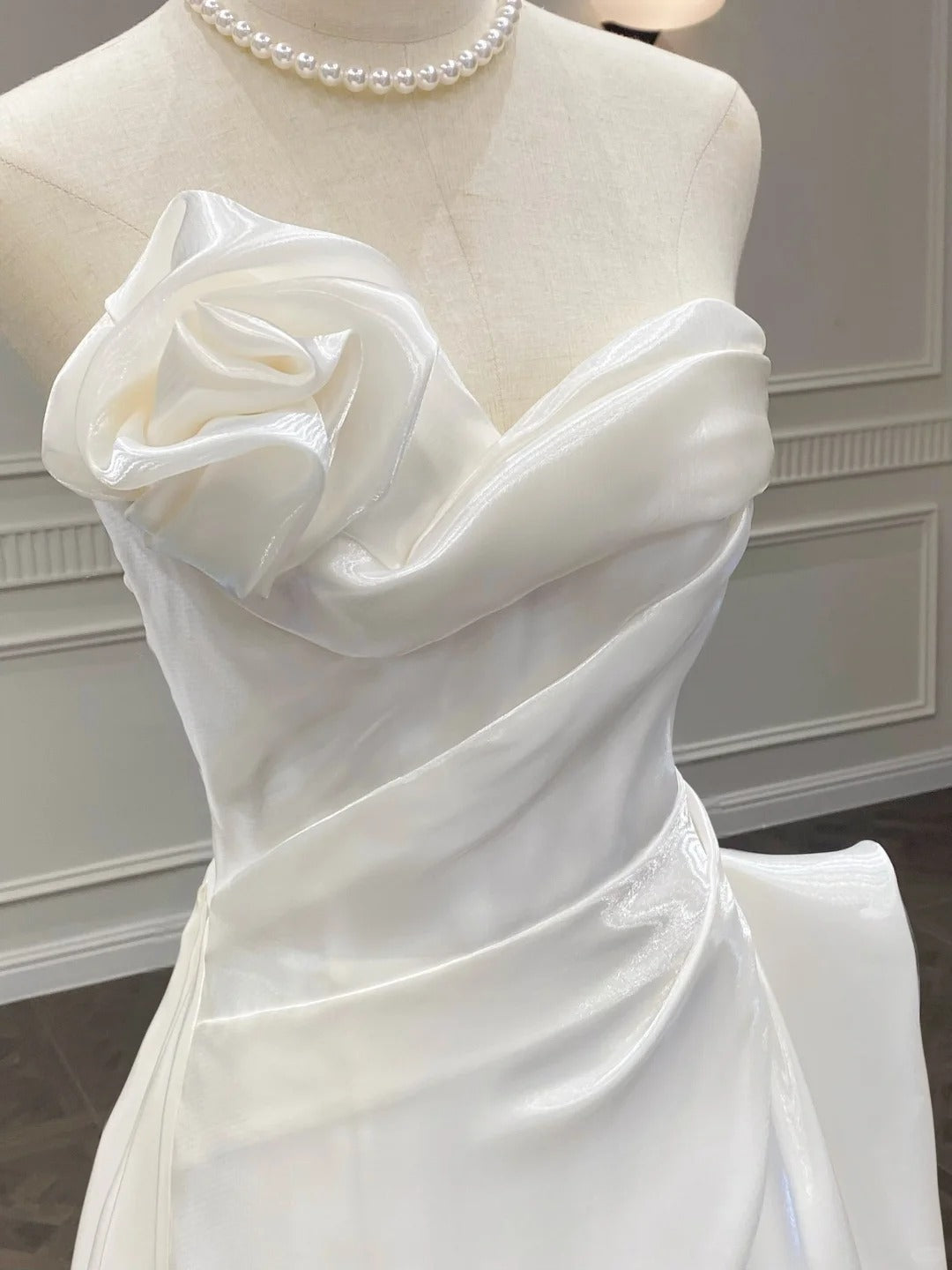 Girlhomeshops--Satin wedding dress white tube top fairy long wedding dress prom dress gh5442