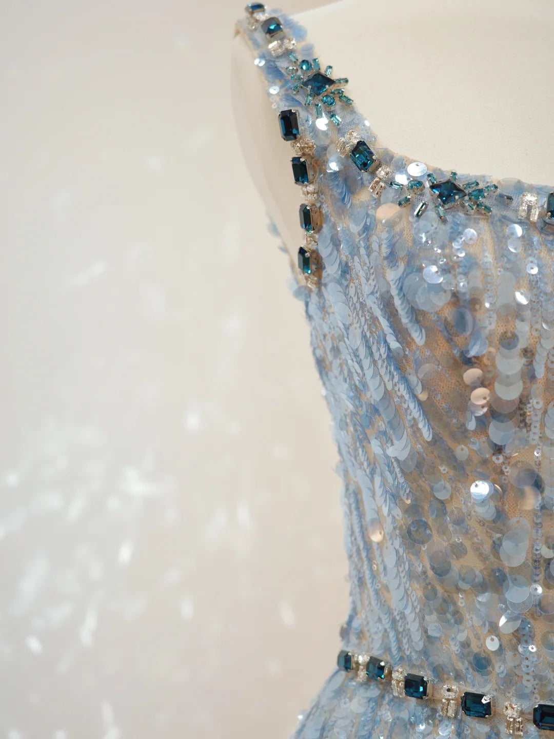 Light blue gorgeous exquisite beaded shiny niche short homecoming dress birthday cocktail party dress gh4307