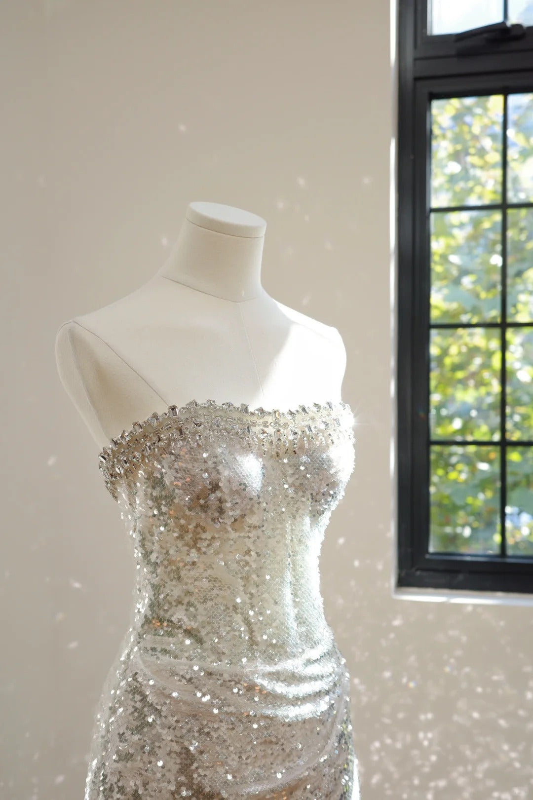 Girlhomeshops-Silver luxury gorgeous crystal sequins shiny long Prom dress evening dress gh5066