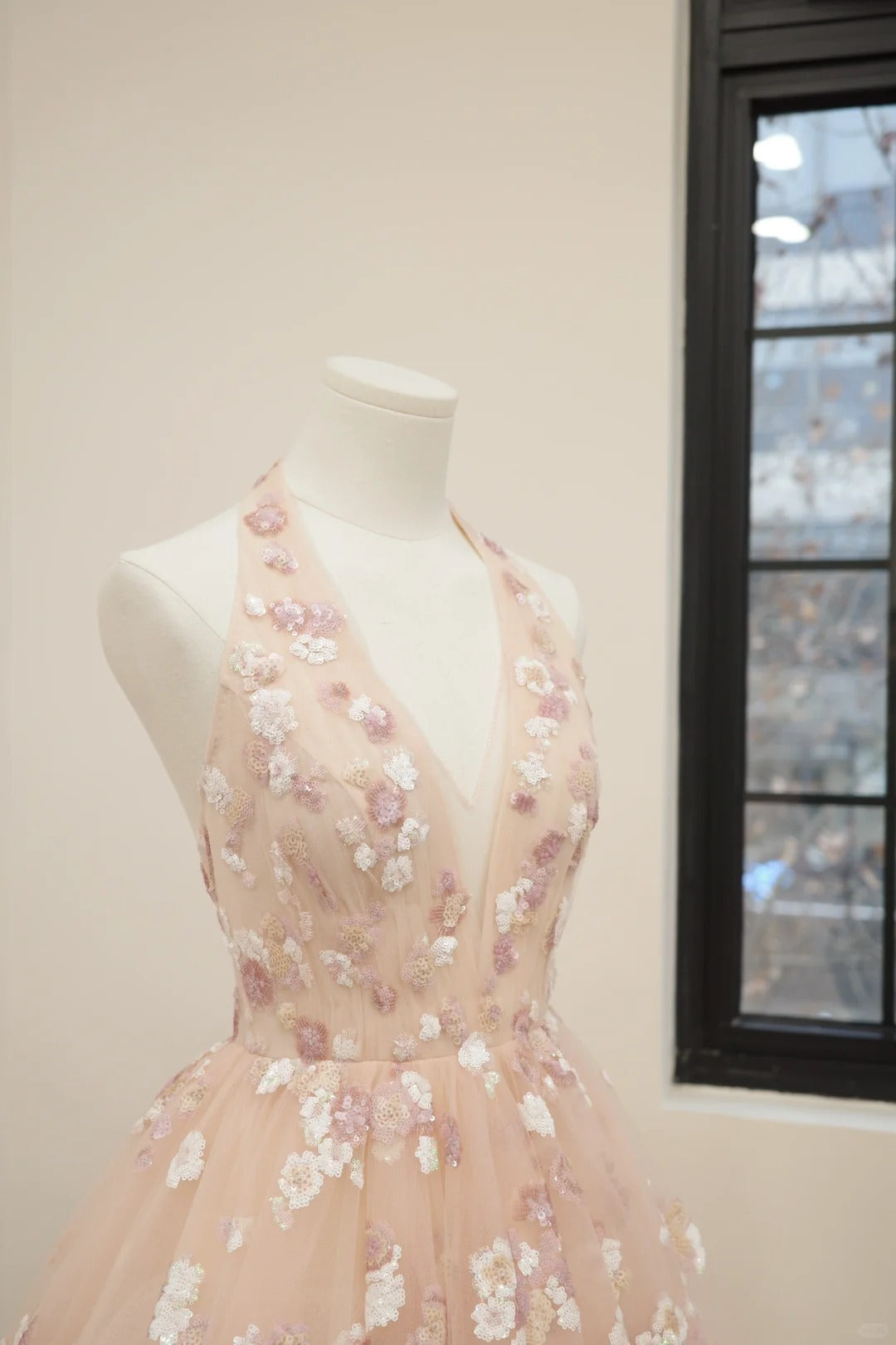 Girlhomeshops-Pink floral fashion long tulle sequin homecoming dress birthday dress Prom dress evening dress gh5071