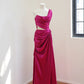 Girlhomeshops-Dark pink stylish and elegant long satin Prom dress evening dress gh5065