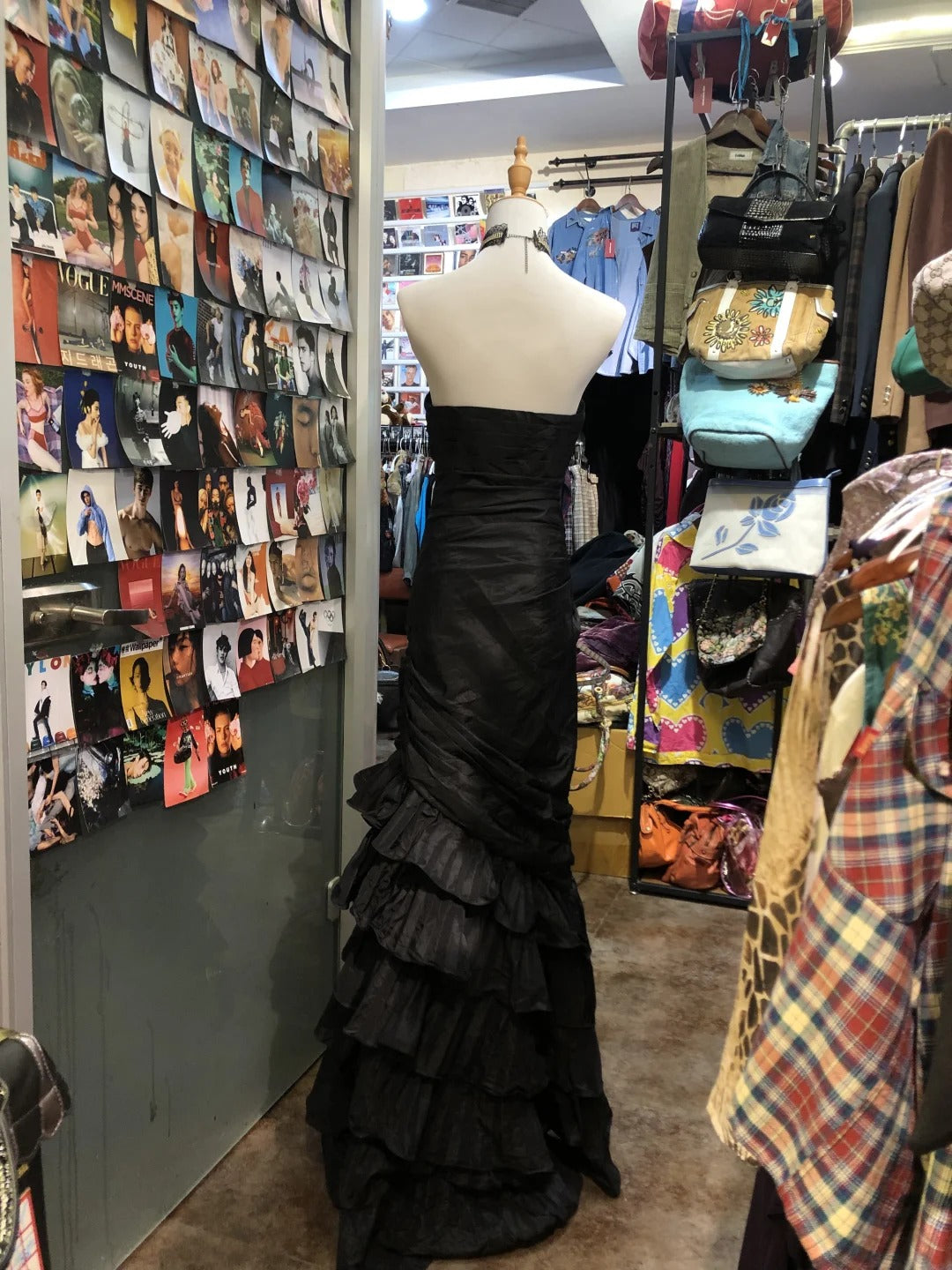 Black Fashion Vintage Elegant Straps Long Pleated Layered Satin Prom Dress Evening Dress Birthday Party Dress Graduation Dress gh4153