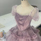 Purple Flower Short Chiffon Homecoming Dress Party Dress gh4647