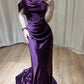 Purple Beautiful Elegant Satin Long Slim Floor Length Ball Gown Evening Dress Prom Dress gh4203