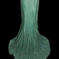 Mint Green Fashion Elegant V-neck Long Mermaid Slim Fishtail Skirt Satin Floor Length Train Ball Gown Evening Gown Party Dress Prom Dress gh3817