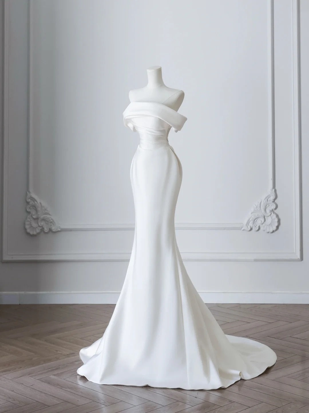 Robe de mariée sirène blanche simple et élégante, longue et slim, en satin, robe de bal, robe de soirée, gh4828