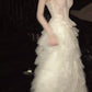 girlhomeshops-Sweet White Lace Strappy Gown, Tiered dress Design Overflows with Romantic Atmosphere gh5901