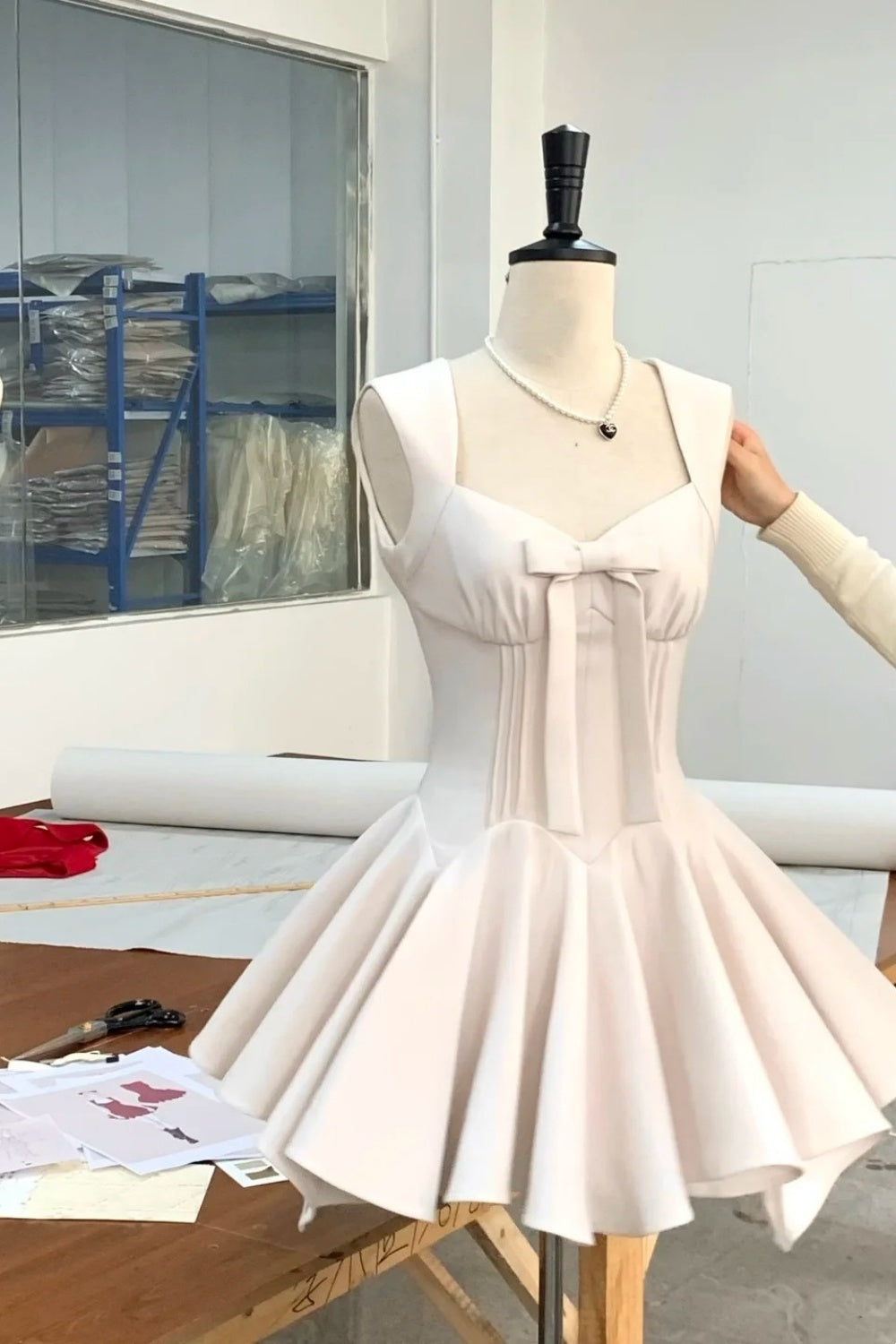 girlhomeshops-White simple homecoming dress satin gh5740