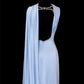 Girlhomeshops-Blau exquisite Perlen Mode lange Satin Ballkleid Abendkleid Partykleid gh5379