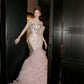 Pink Luxurious And Exquisite Pearl Embellishment Long Chiffon Mermaid Slim Fit Evening Gown gh6758