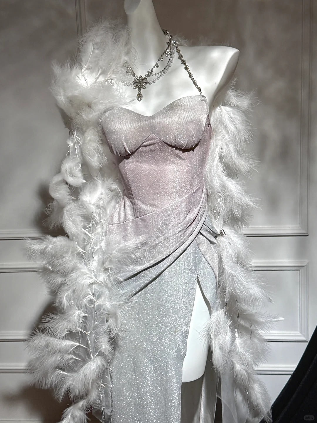 Pink silver shiny fashion modern gradient long satin elegant ball gown evening dress dinner dress gh4731