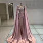 Girlhomeshops-Pink Luxury Gorgeous Beaded Rhinestone Long Satin Prom dress Evening Dress gh5017