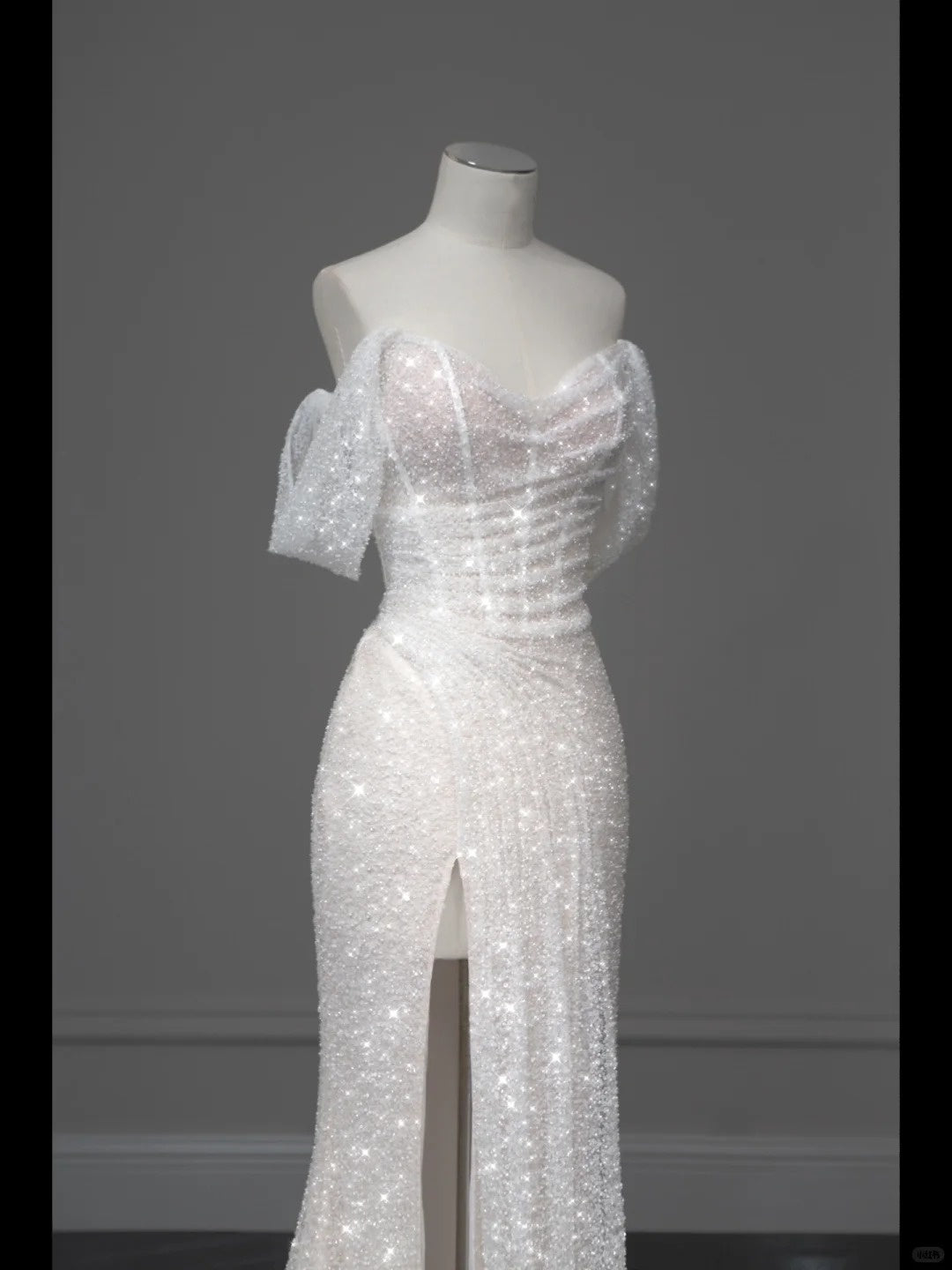 ✨Girlhomeshops-White Sparkling Elegant Mermaid Long Tulle Slimming Prom dress Evening Dress Party Dress gh4991