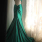 girlhomeshops-Sleeveless Deep V - Neck Backless Dark Green Satin Mermaid Dress, Retro Elegant Slim - fitting Floor - length Evening Gown  gh5827