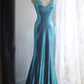 Blue Elegant Satin Long Mermaid Slim Fit Floor Length Ball Gown Evening Gown Prom Dress gh4201