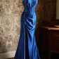 girlhomeshops-Sleeveless Royal Blue Satin Mermaid Dress, Retro Elegant Slim - fitting Floor - length Evening Gown  gh5828