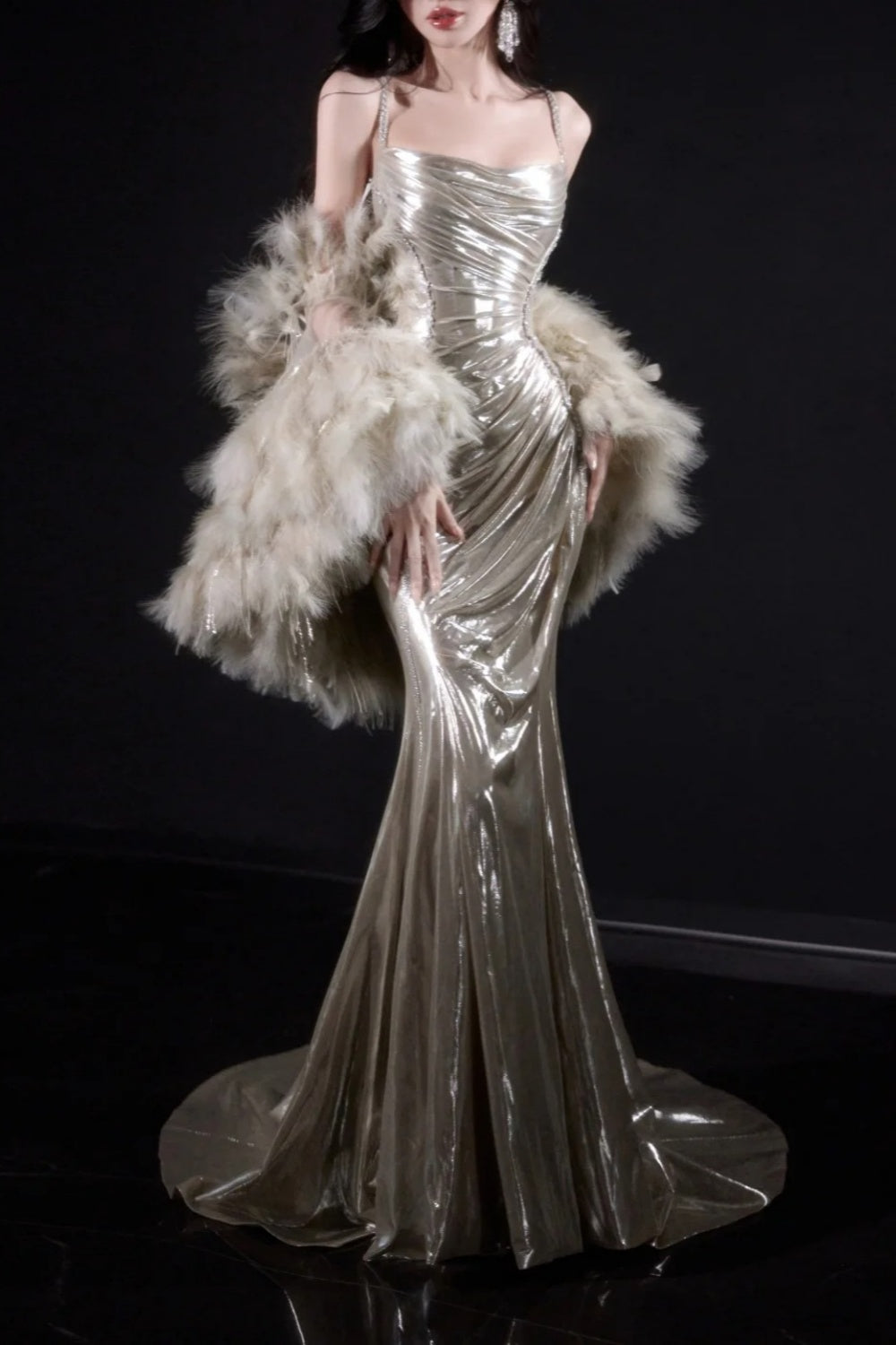 girlhomeshops-Elegant Satin Mermaid Fitted Prom Dress gh6234