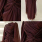 Burgundy Long Sleeve Evening Dress A-Line Prom Gown Party Dress gh4317